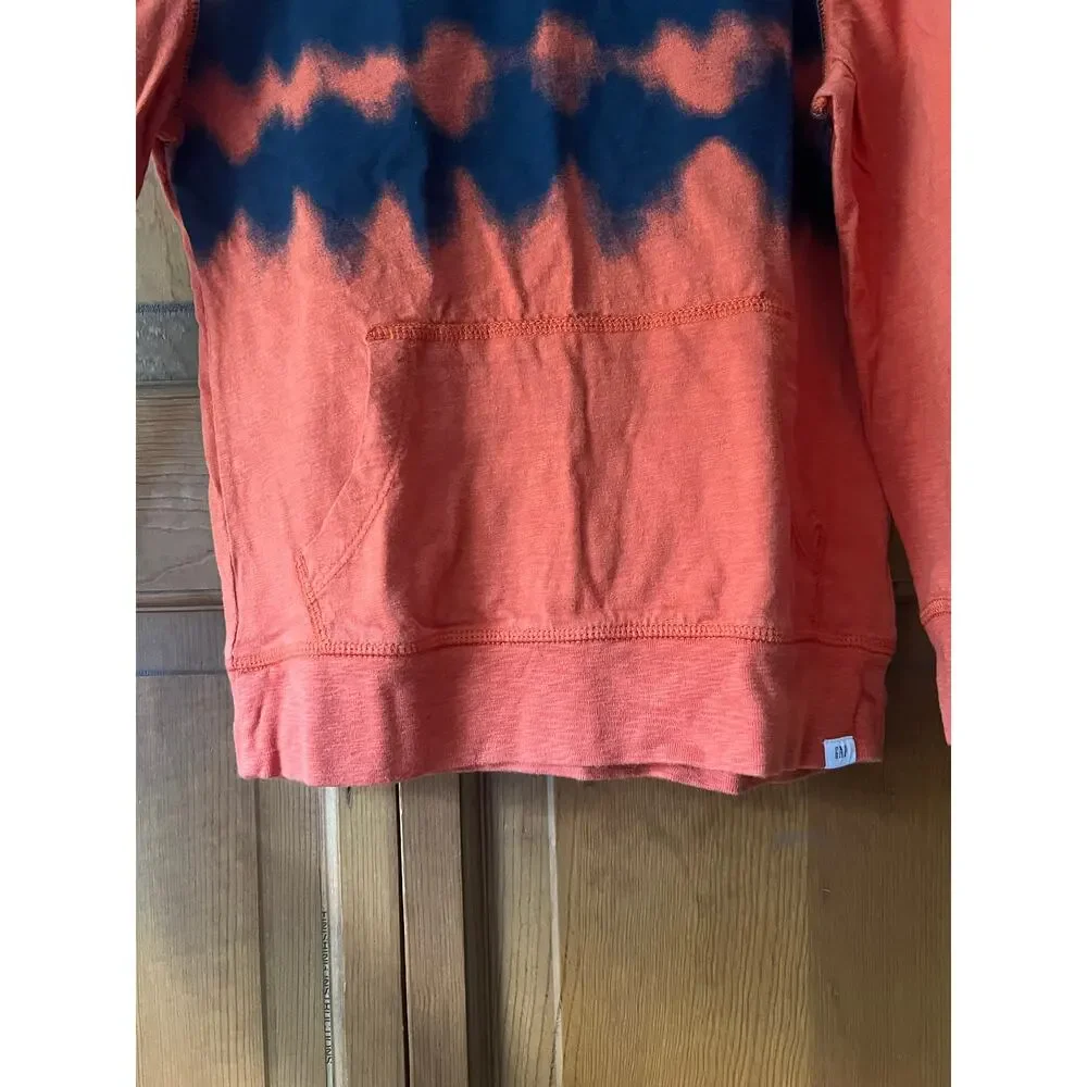 GAP Kids Boy's Tie Dye Lightweight T-Shirt Long Sleeve Orange/Navy Blue Size S
